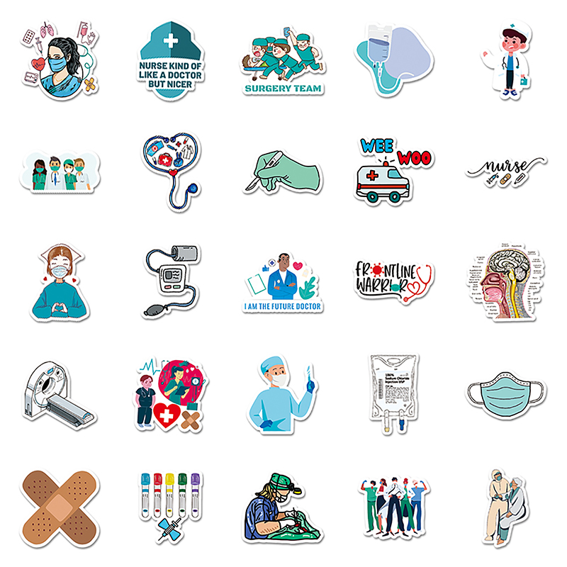 50PCS Doctor Stickers Waterproof Vinyl Decal Sticker for Scrapbooking ...