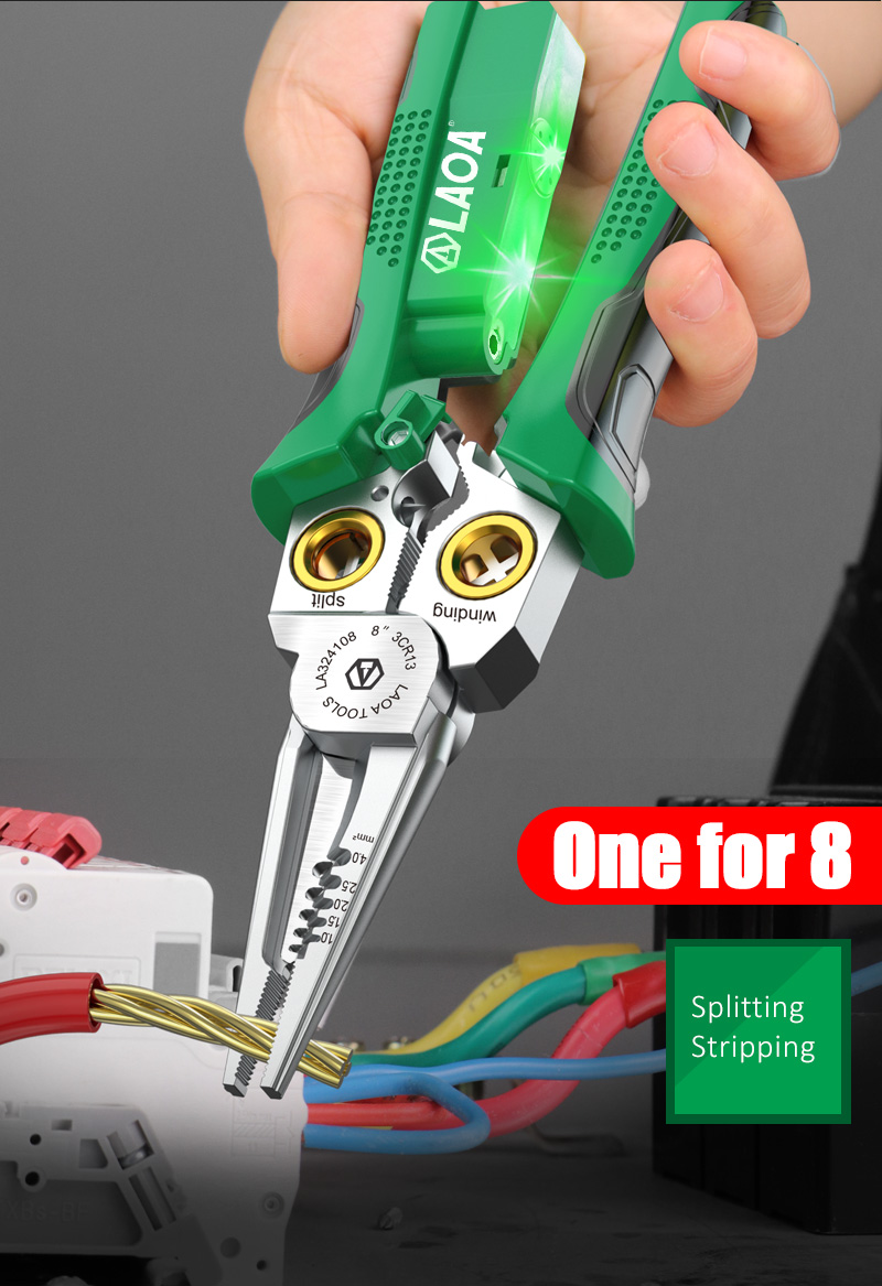 LAOA 8-in-1 Wire Stripping Pliers with Voltage Test, Cutting/Stripping ...