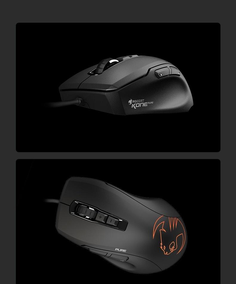 Roccat Kone PURE/SEL Owl Eye Gamer Mouse Wired Lightweight Anti-Wear ...