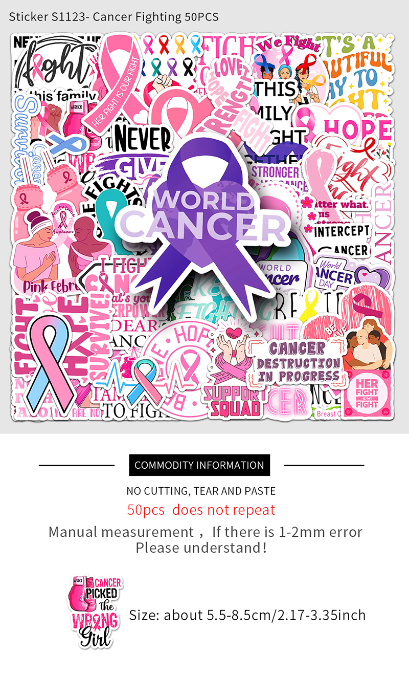 50PCS Fight Cancer Energy Stickers For Laptop Wall Diary Bottle ...