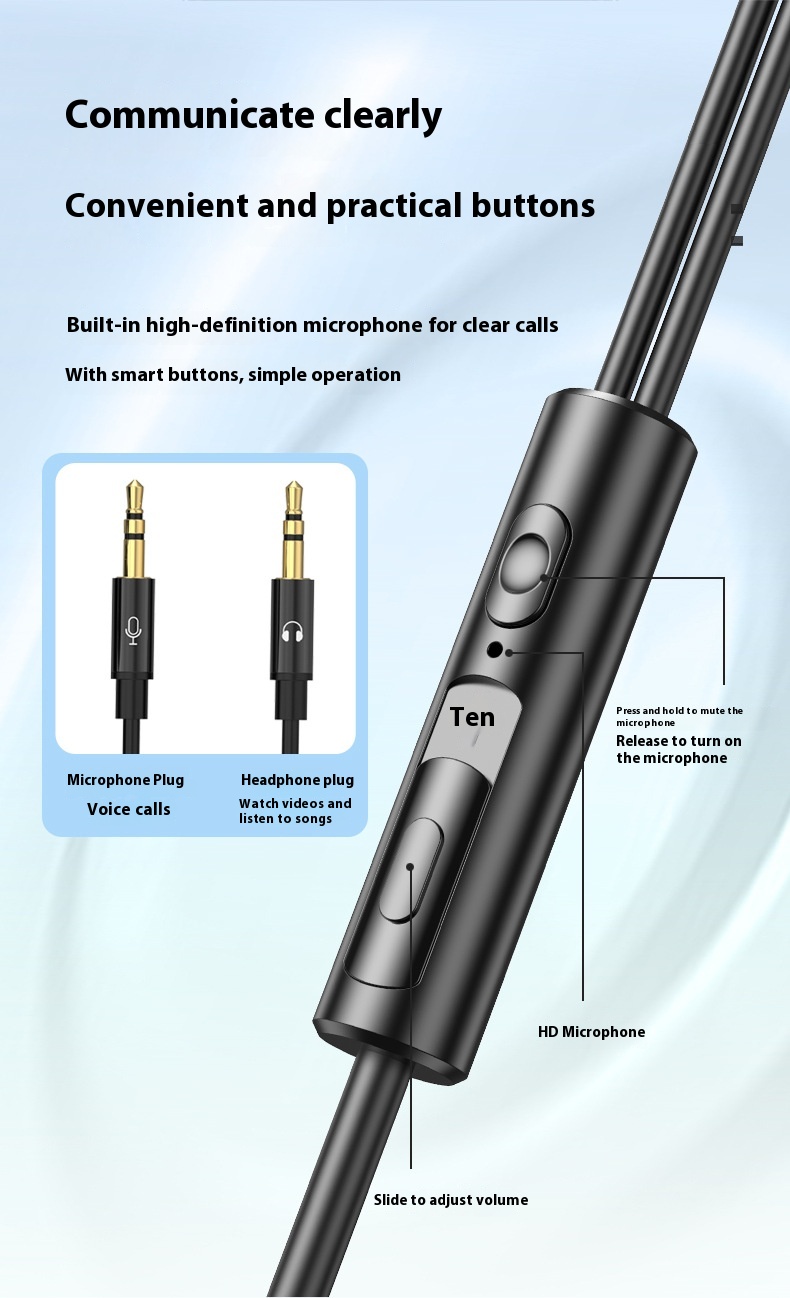 Dual plug 2-meter long line wired headphones PC desktop computer ...