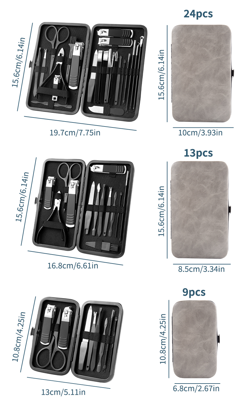 9/13/24pcs Nail Clipper Manicure Set High Quality Stainless Nail Cutter ...