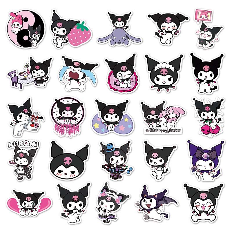 50pcs Anime Kawaii Kuromi Sticker for Laptop Guitar Suitcase Motorcycle ...