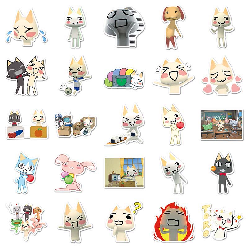 50pcs Cartoon Toro Inoue Cat Stickers Kawaii Waterproof Graffiti Vinyl ...