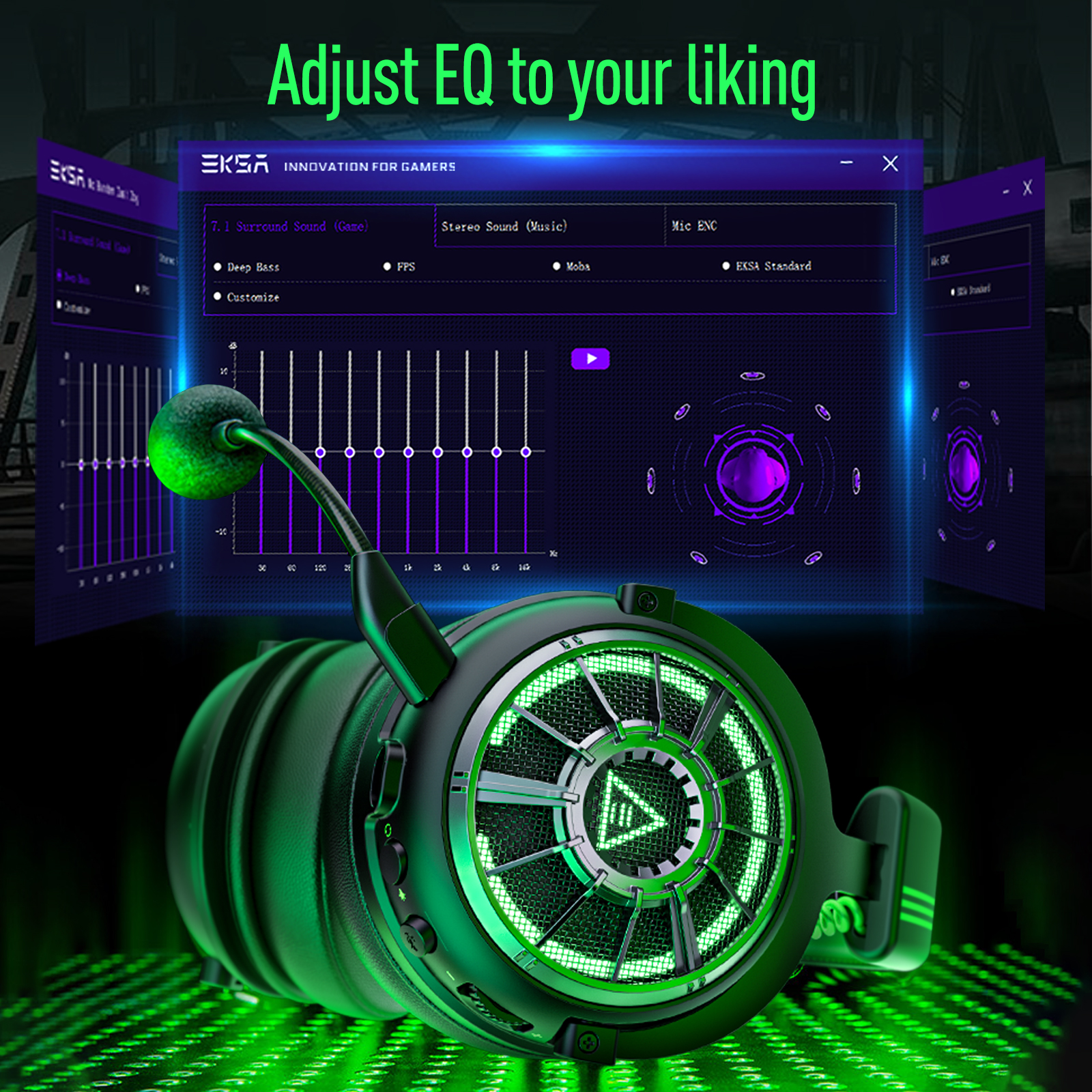 EKSA E5000 PRO Gaming Headphones with ENC Noise Cancelling Mic Wired ...