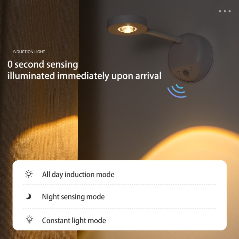 LED Rechargeable Motion Sensor Wall Light Spotlight Wireless Wall ...