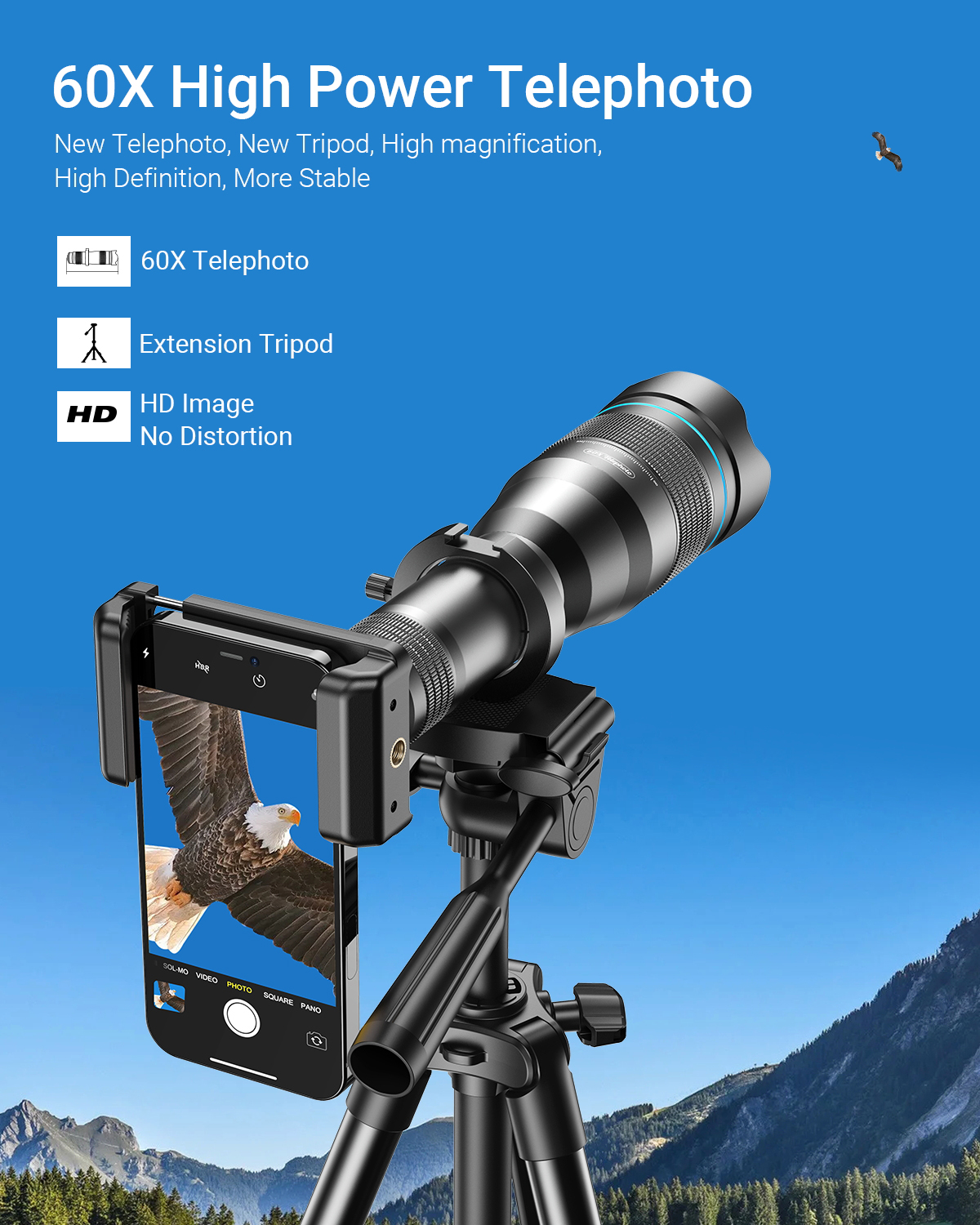 APEXEL HD Professional 60X Monocular Telescope Larger Magnification ...
