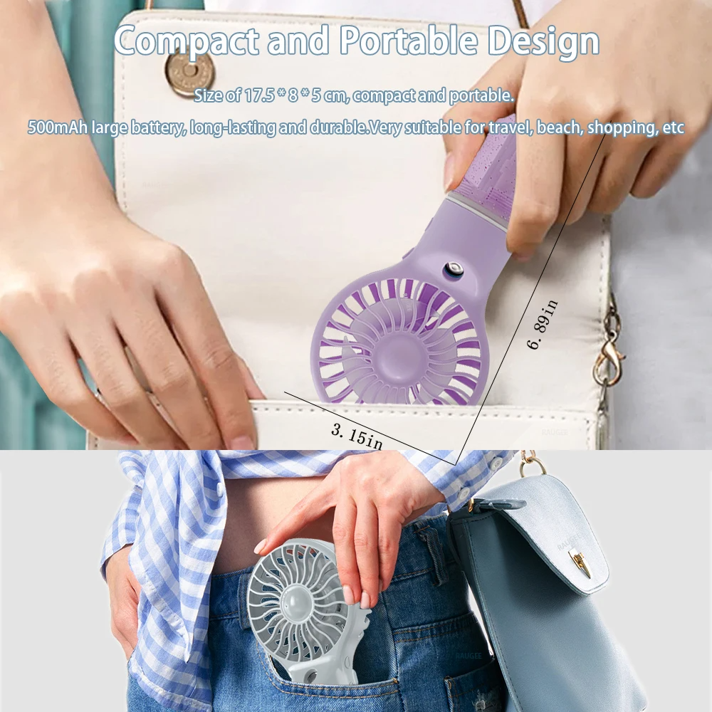 New Portable Spray Fan Mini Handheld Small Fan 4-Speed Wind Speed ...