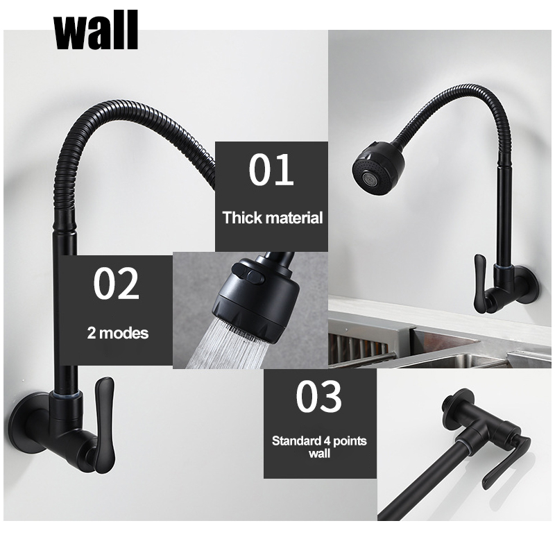 SUS304 Stainless Steel Kitchen Faucet 360° Flexible Pull paip sinki