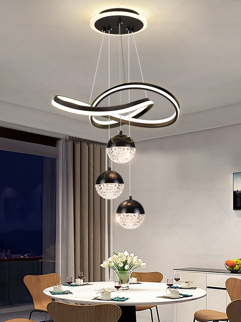 Bedroom modern crystal luxury light minimalist LED dining table pendant ...