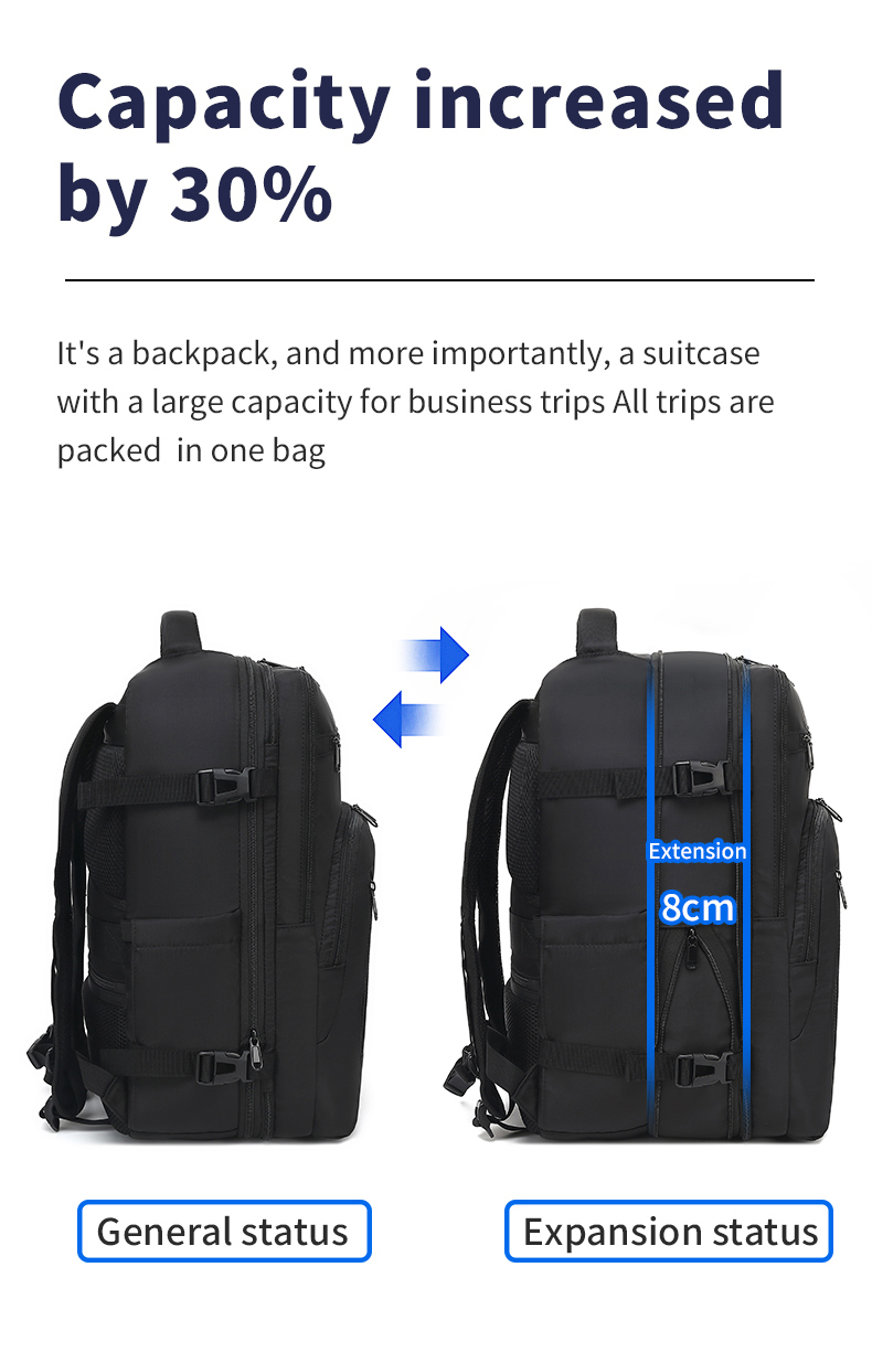 Pro Travel Vegan Backpack 401 - Expandable & Lock