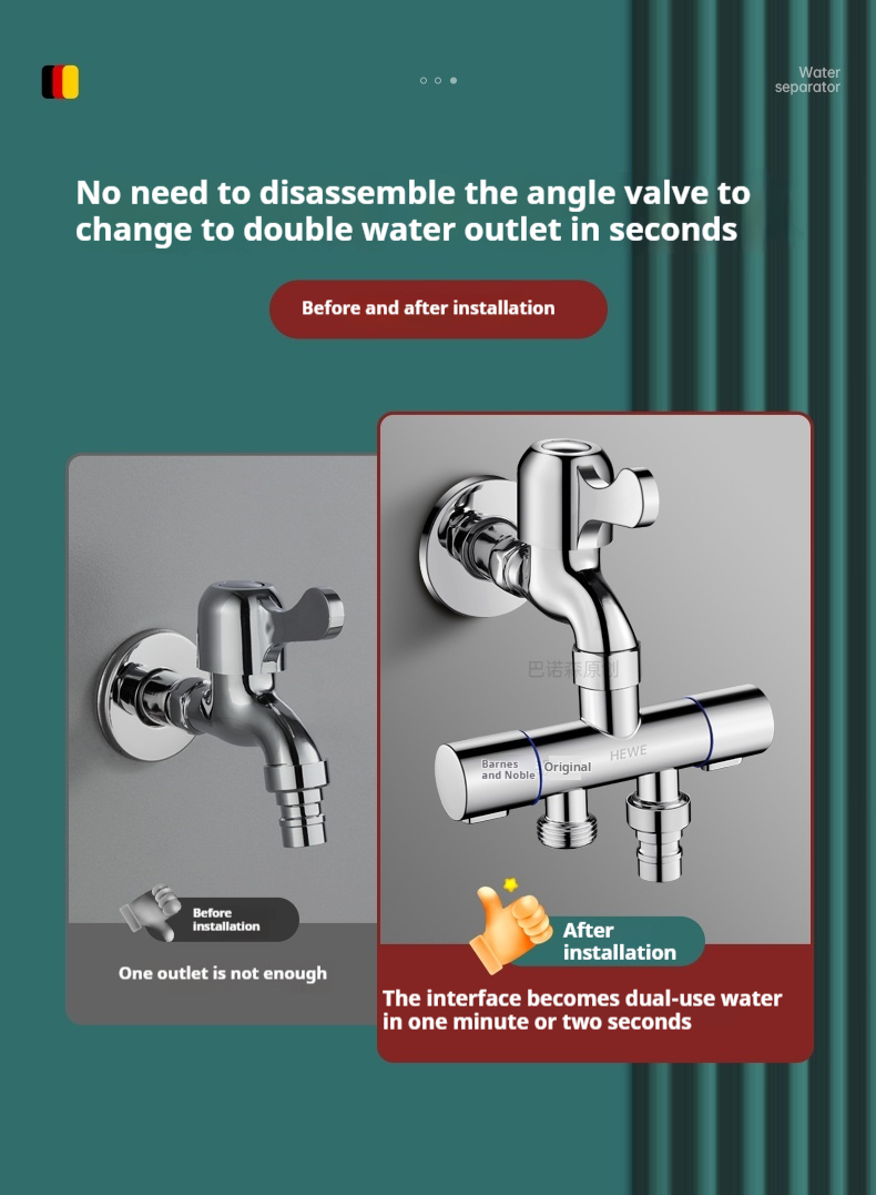 Washing Machine Faucet Diverter Valve All Copper Flexible Connection ...