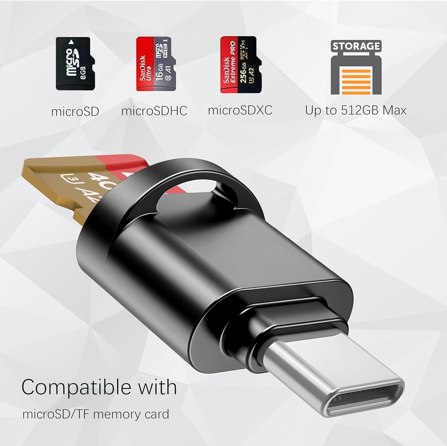 New Keychain Mini Metal USB C Micro SD Card Reader for Android Phones ...