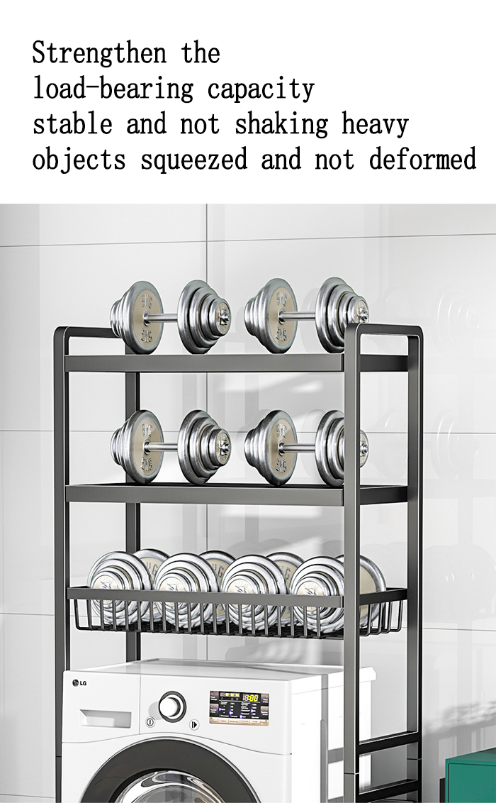 Washing Machine Storage Rack Carbon Steel Black White Towel Laundry ...