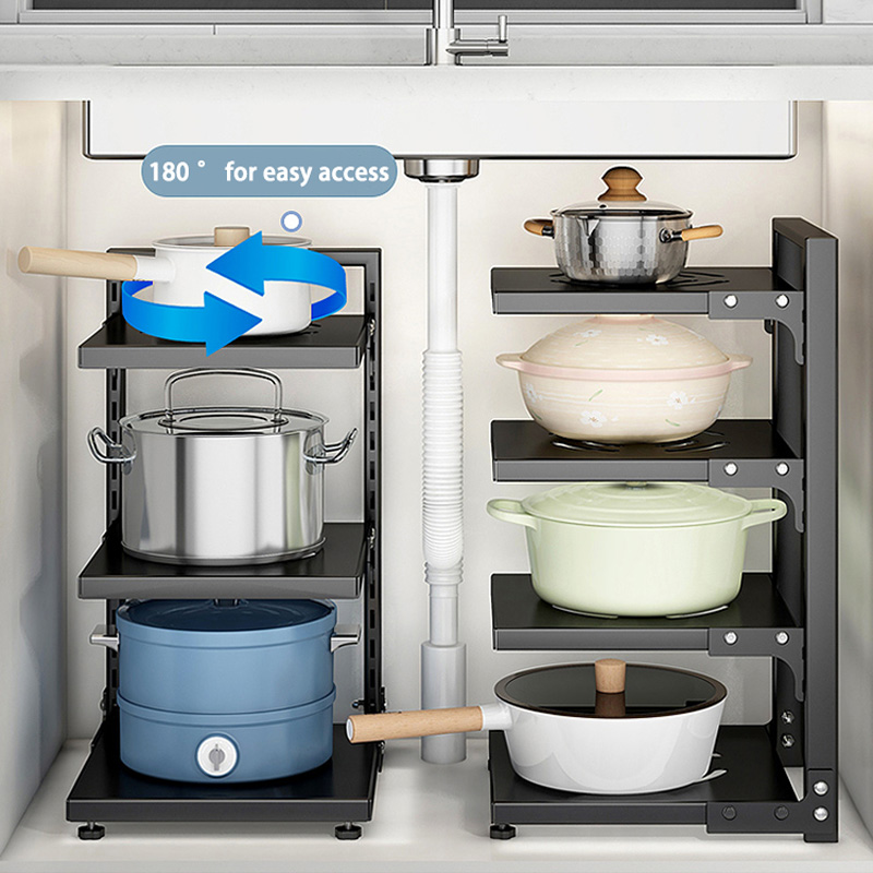 Pan And Pot Rack 2-7 layer Adjustbale Organzier Kitchen Storage Shelf ...