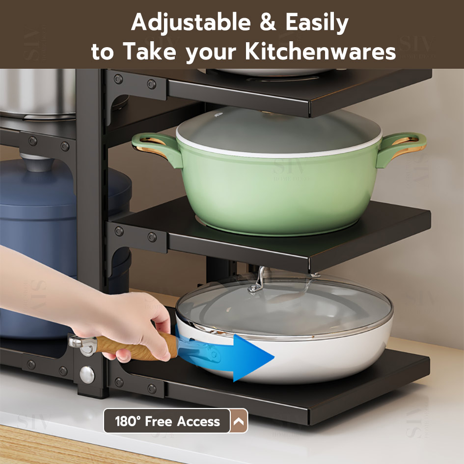 Pan And Pot Rack 2-7 layer Adjustbale Organzier Kitchen Storage Shelf ...
