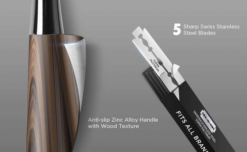 High-End Men's Razor & Women's Hair Remover - Golden Shaver with Wooden ...