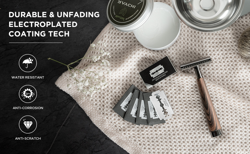 High-End Men's Razor & Women's Hair Remover - Golden Shaver with Wooden ...