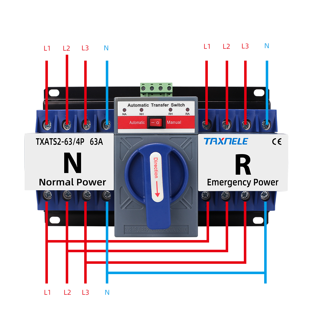 ATS 63A 230V 380V Micro Circuit Breaker Dual Power Automatic transfer ...