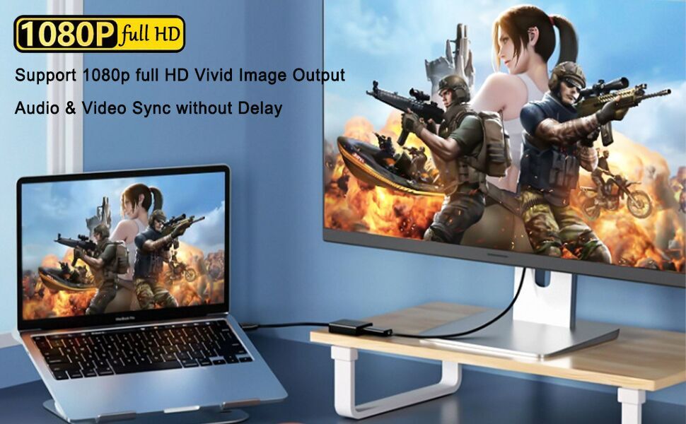 Full HD USB to HDMI Adapter Video Audio Converter External for PC ...