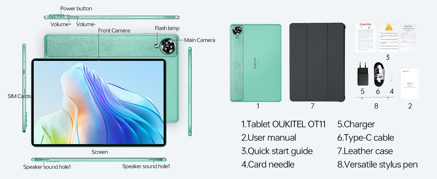 OUKITEL OT11 Tablet 11 Pollici - Batteria 8000mAh, Android 14, Octa-core, 16GB RAM + 128GB ROM, Certificato TÜV SÜD - 4