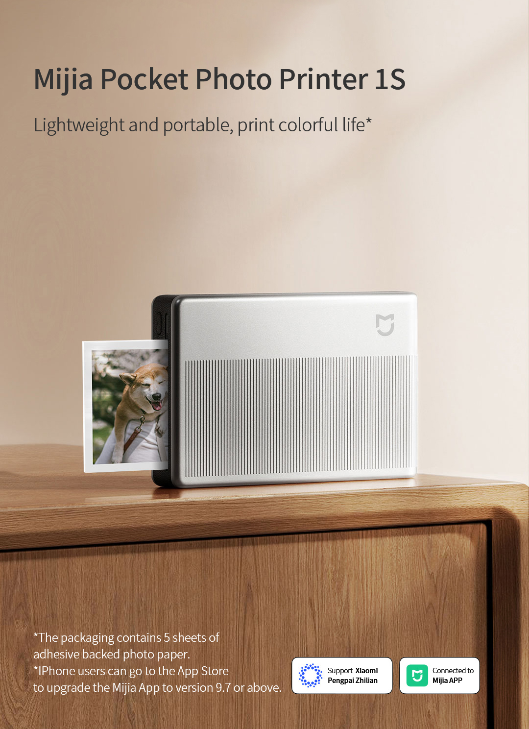 Xiaomi Mijia 1S Portable Photo Printer Bluetooth 5.0 Inkless Technology ...