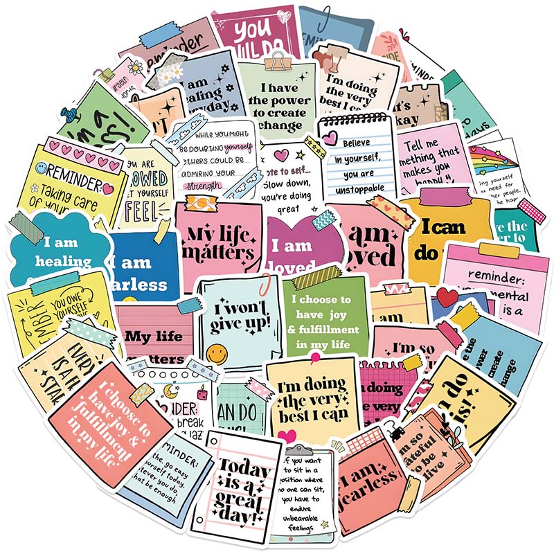 50pcs Motivational Sticker Cute Cartoon Self-affirmation Sticker For ...