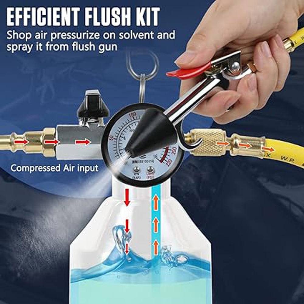AC Flush Kit, Car Air Conditioner System Clean Canister Flushing Gun ...