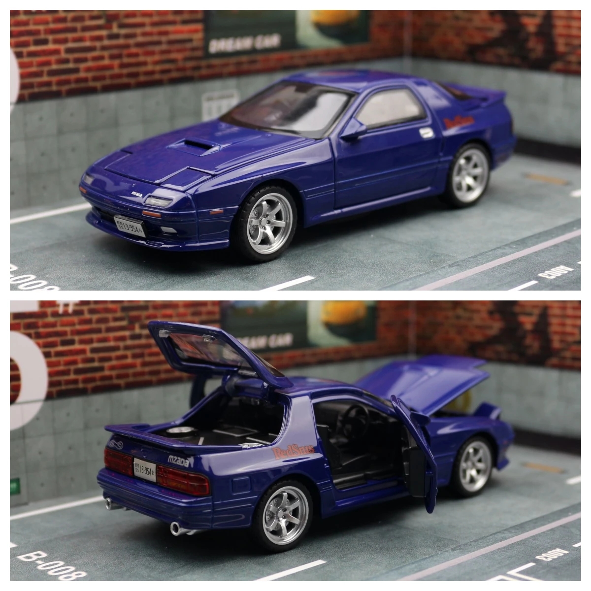 Diecast car 1:32 Mazda RX7 Initial D RX-7 Toy Car Model Diecast Racing ...