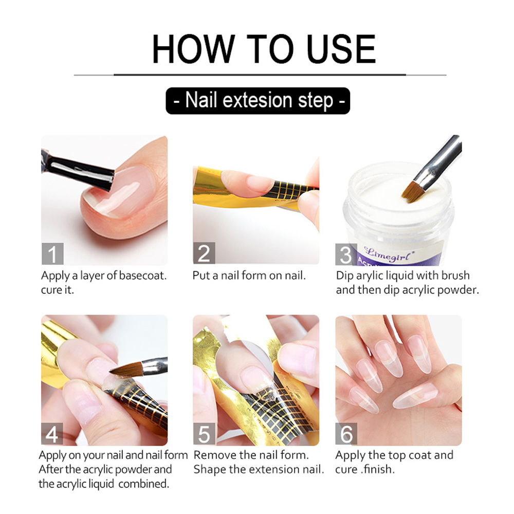 Nail Acrylic Powder Monomer Nail Art Decoration Set Crystal Clear 3D ...