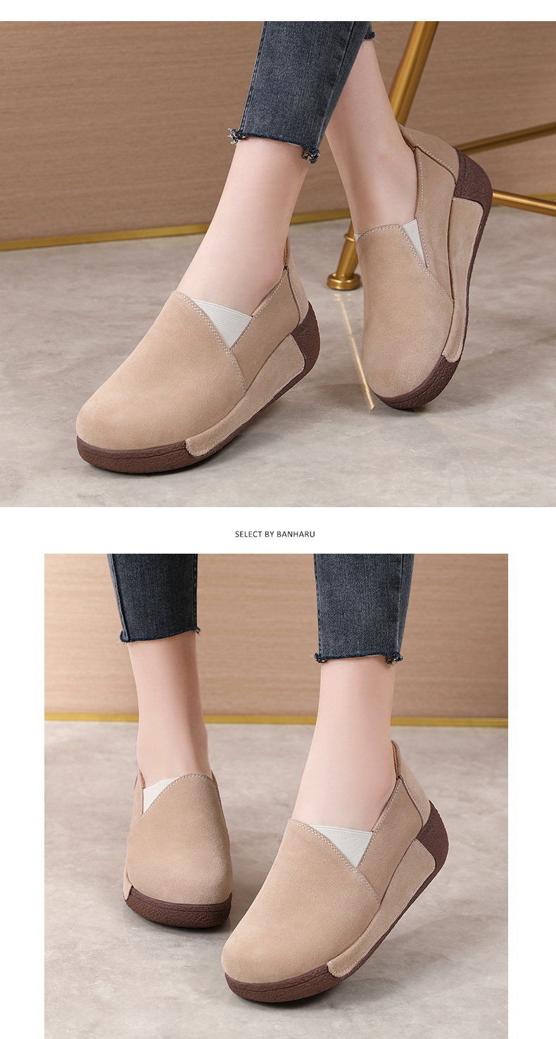 Wedges Shoes For Women Genuine Leather Women Flats Platform Loafers