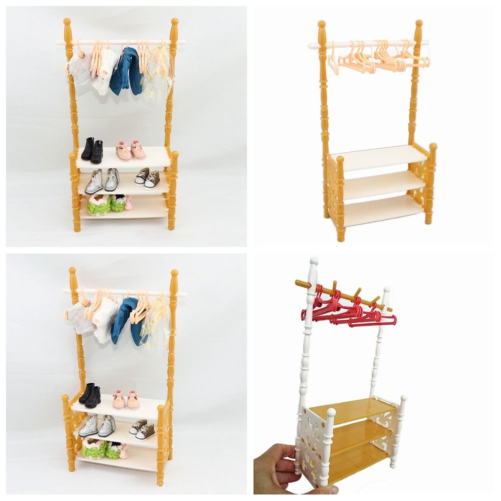 AOPHEKM Doll Clothes Rack, Multicolor Plastic Mini Cloth Organizer ...
