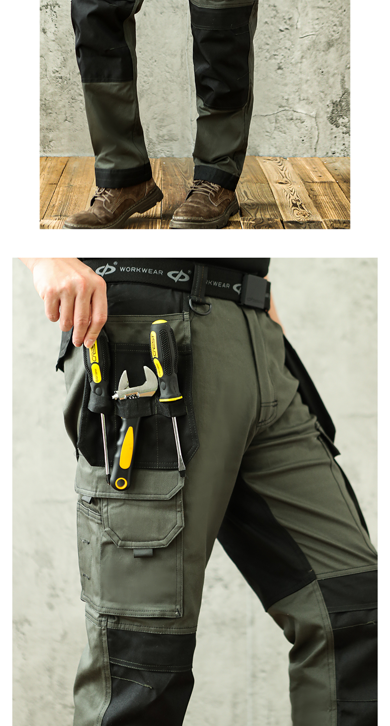 SSS Mens Work Trousers Cargo Multi Pockets Work Pants, KHAKI, 40in