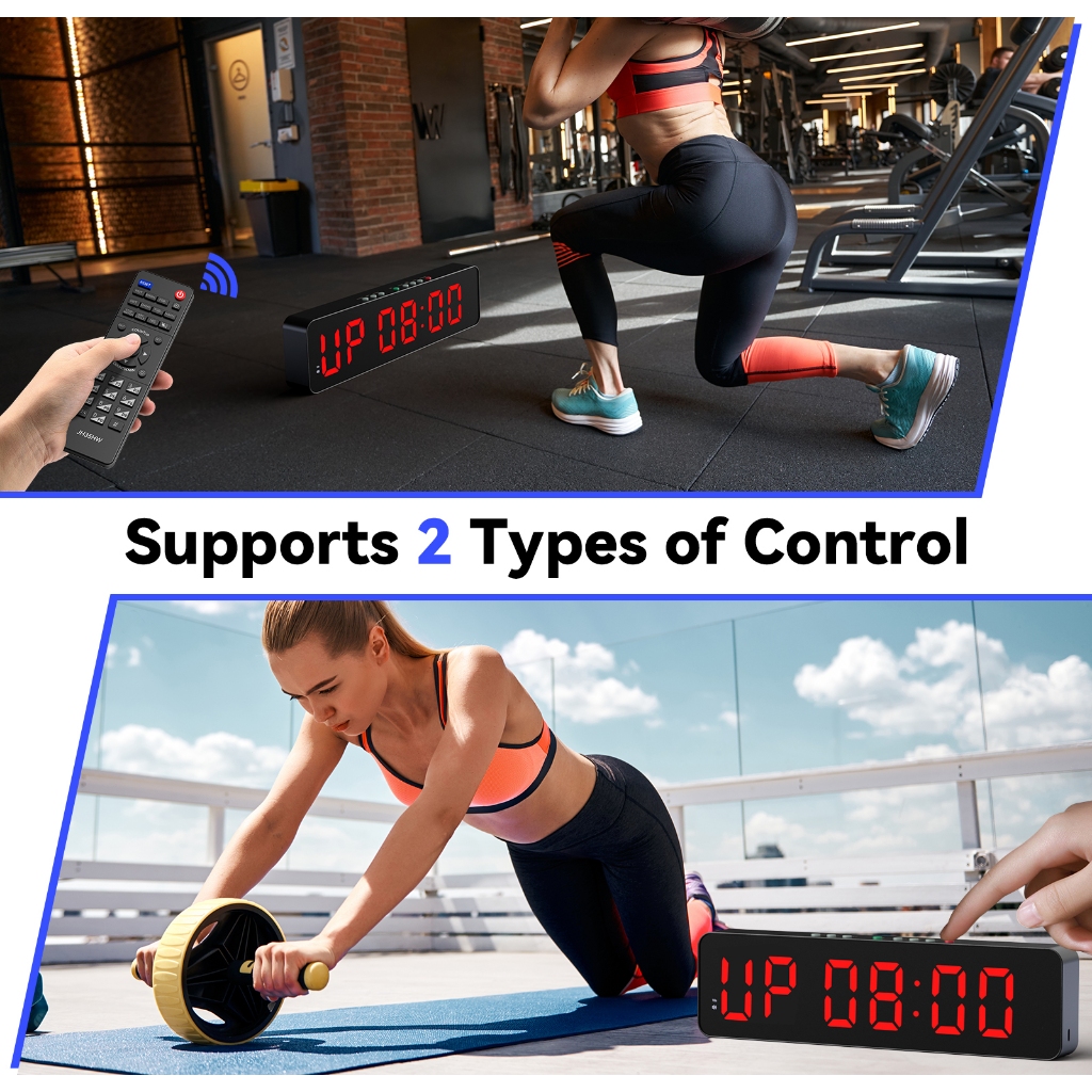 2 inch LED Gym Timer Rechargeable/AC 2" Interval Workout Outdoor Home ...