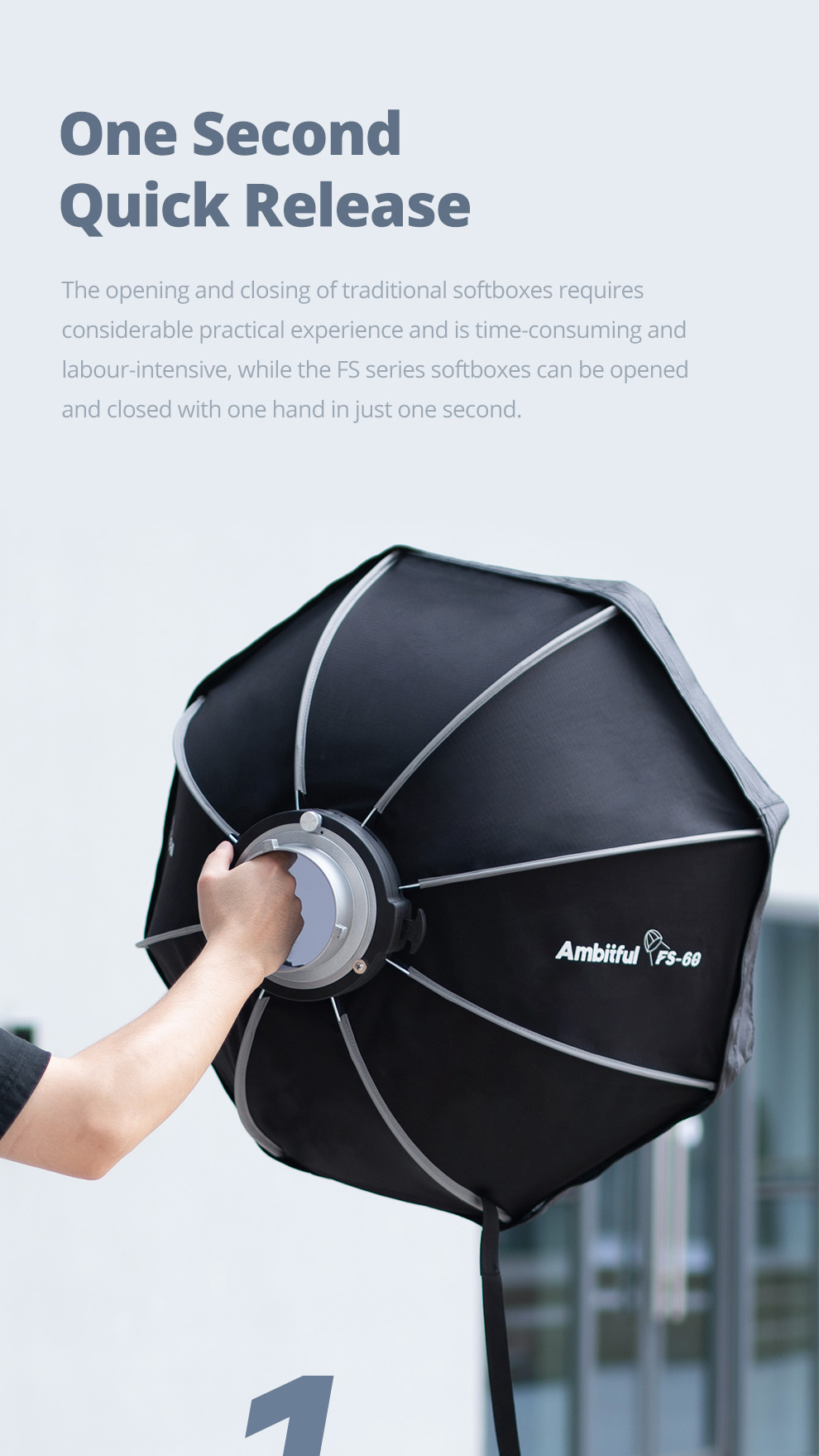 AMBITFUL FS-40cm/60cm/80cm Quick Release Deep Octagonal Softbox with ...