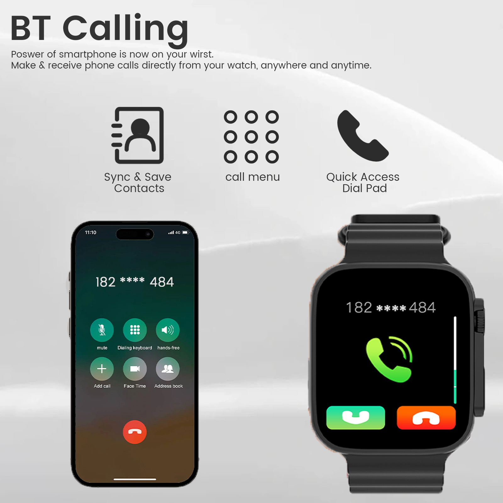 KESHUYOU Smartwatch Bluetooth Talk Smartwatch Message Alert Heart Rate ...