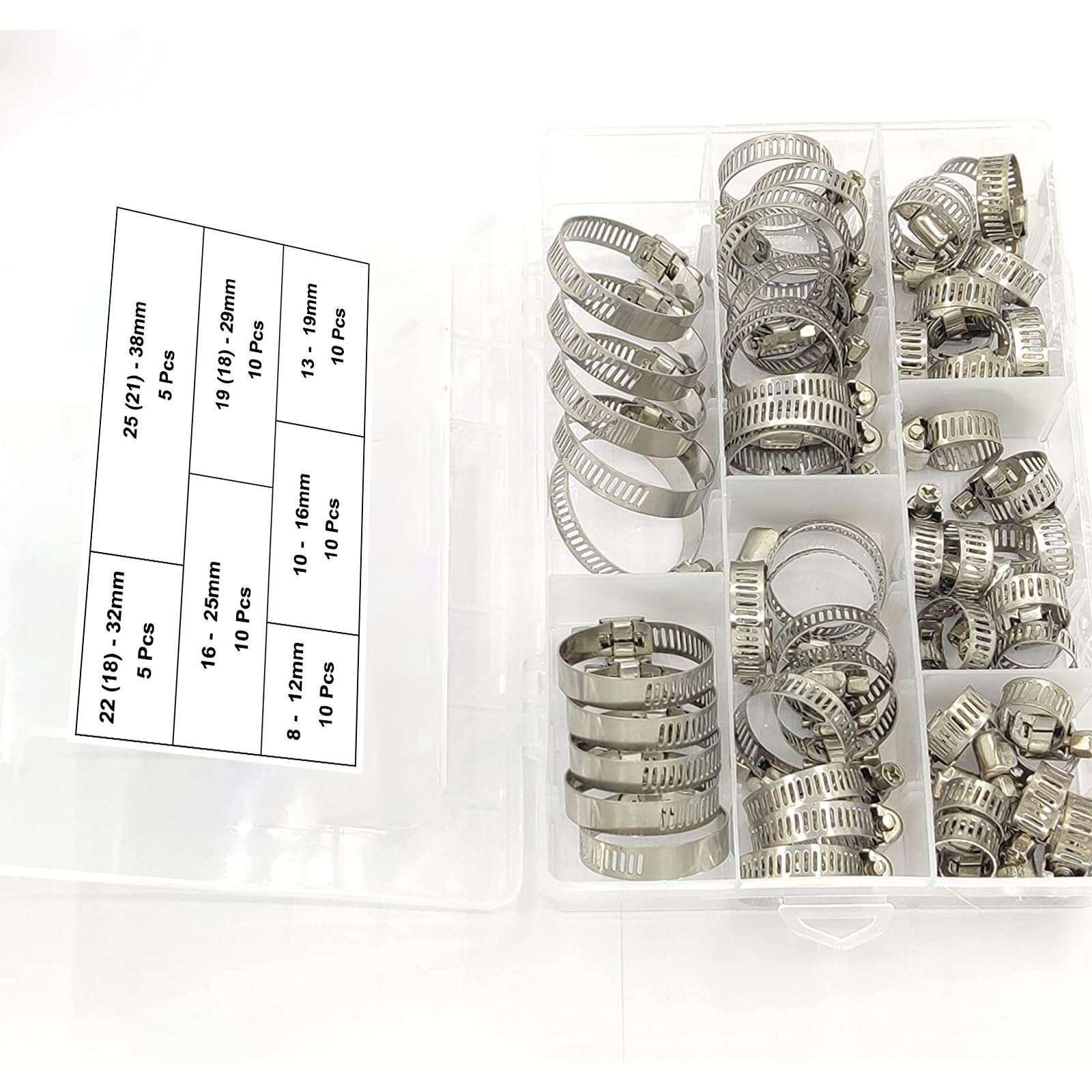 Stainless Steel Hose Clamp Set - Adjustable Worm Gear Clamps for ...