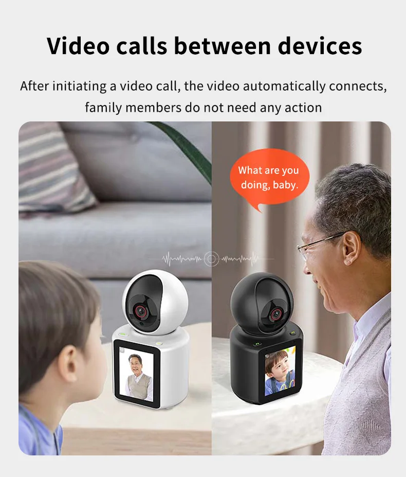 Smart WIFI Camera with 2.8 Inch Screen 1080P Two way Audio AI Video ...