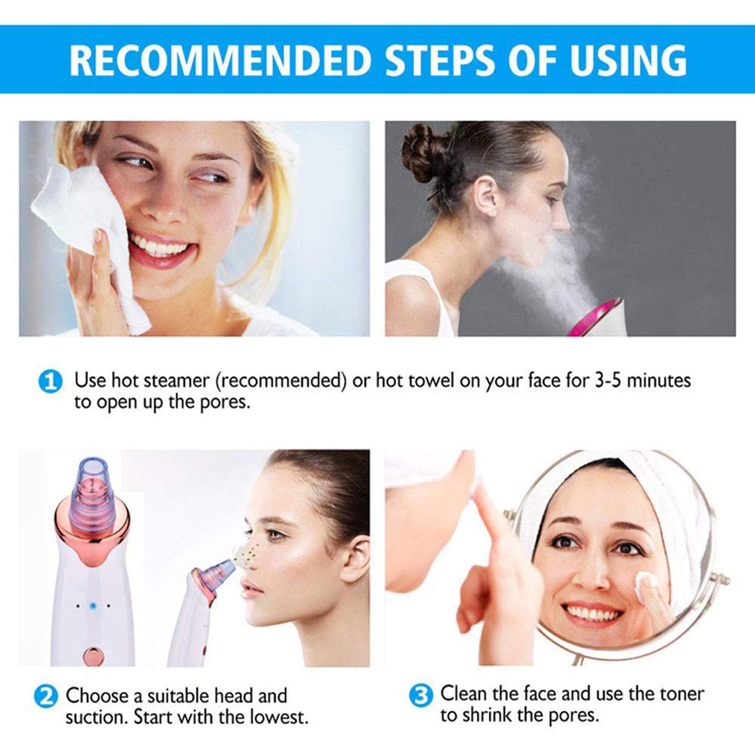 5IN1 Electric Blackhead Remover Whitehead Blackhead Vacuum Suction Pore ...
