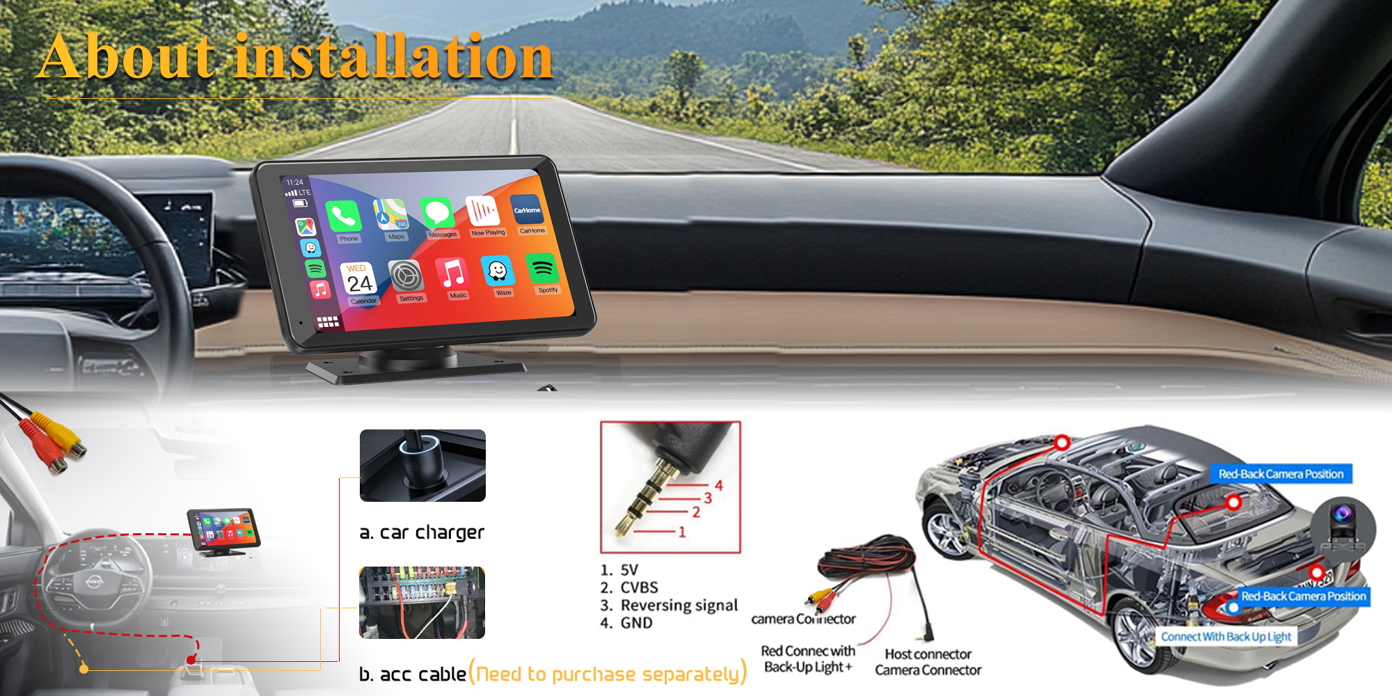 Wireless Carplay Android Auto 7 Inch Touch Screen Car Radio with ...