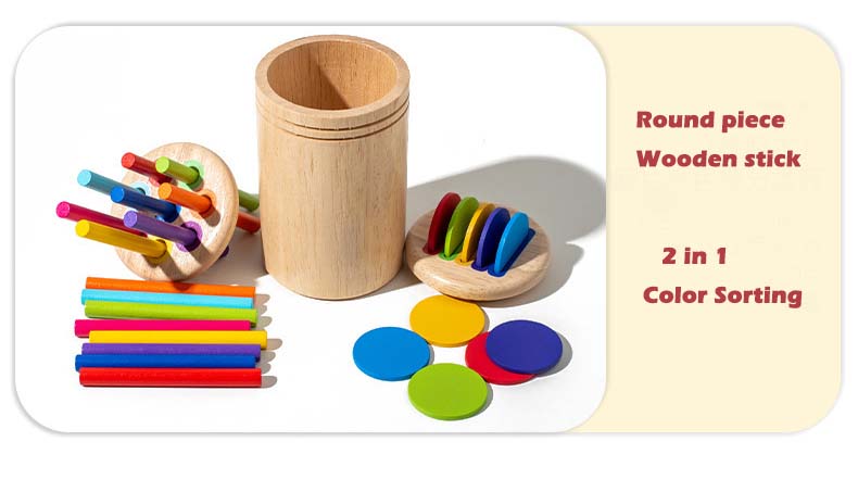 Wooden Matching Toys Montessori Color Matching Sorting Stick Balance ...