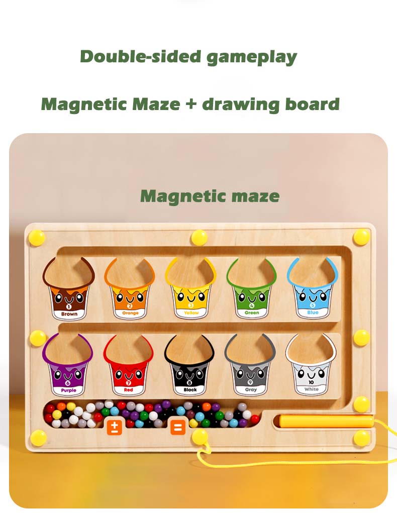 2 in 1 Magnetic Color Sorting Maze & Drawing Board Toddler Montessori ...
