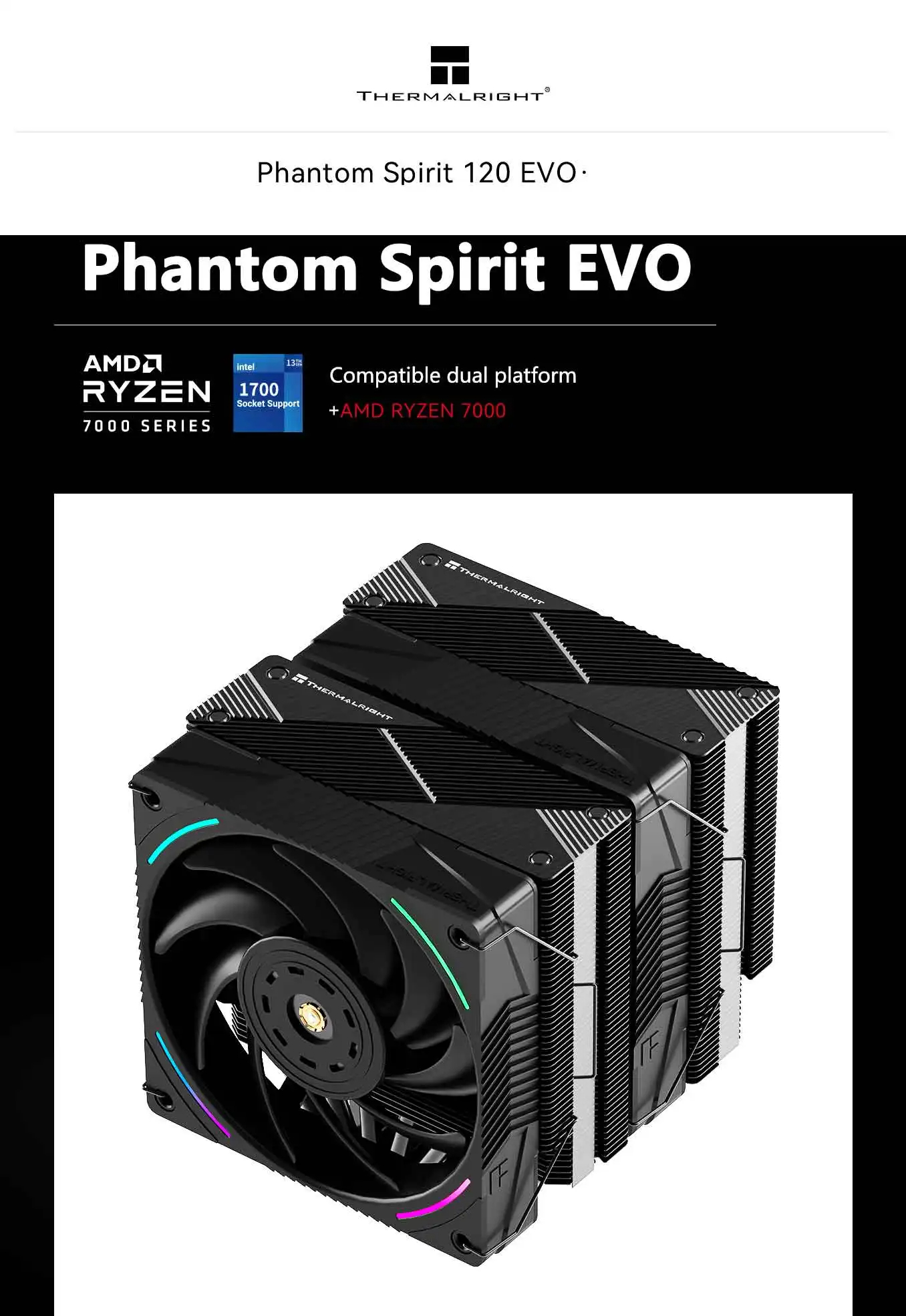 Thermalright PS120 EVO Radiator CPU Cooler 7×6mm Heat Pipes CPU Air ...