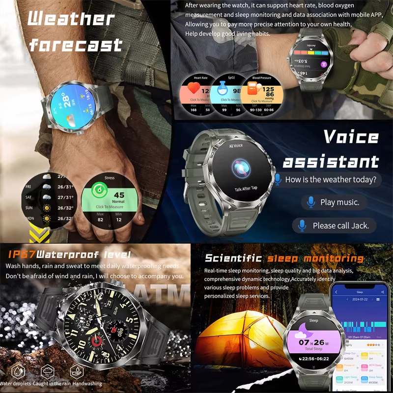 2024 New For HUAWEI iOS Outdoor GPS Compass Men IP68 Waterproof Smart ...