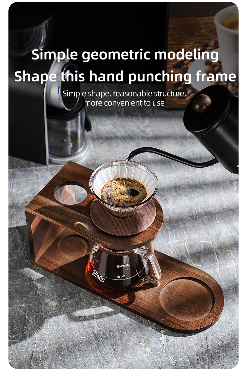 Bincoo Coffee Stand Hand Brewing Pot Storage Wooden Stand Coffee Pot