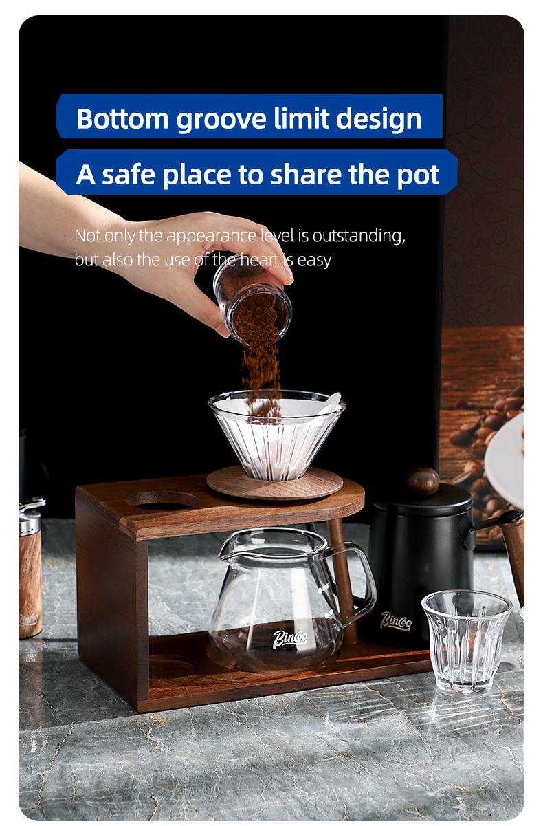 Bincoo Coffee Stand Hand Brewing Pot Storage Wooden Stand Coffee Pot