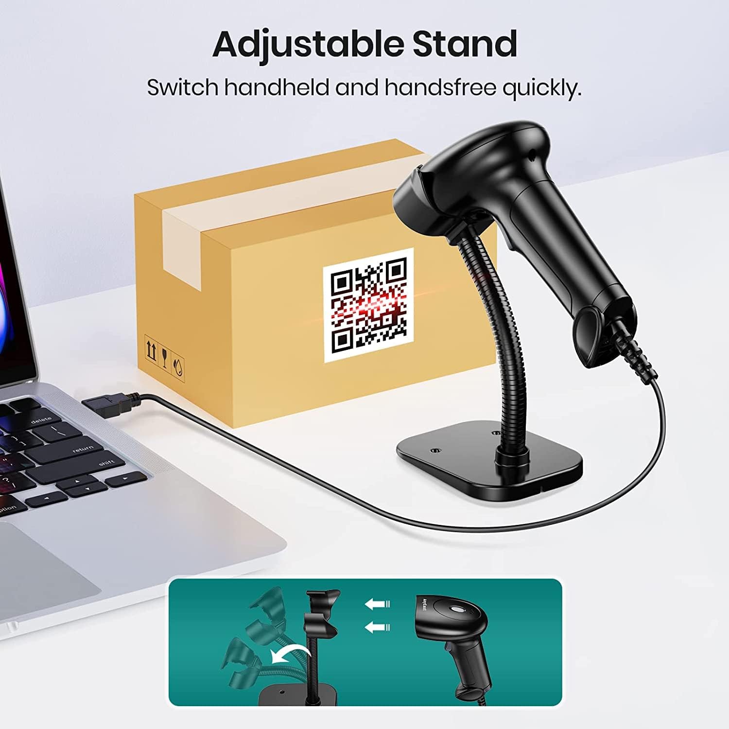 [Local Stock]Automatic Scanning Portable 1D 2D Barcode Scanner USB ...