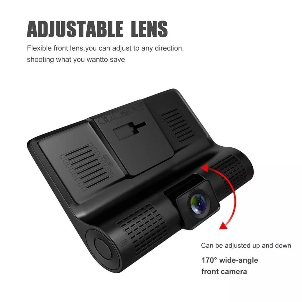 4" Screen 1080P Dash Cam Front+Interior+Rear Car Driving Recorder