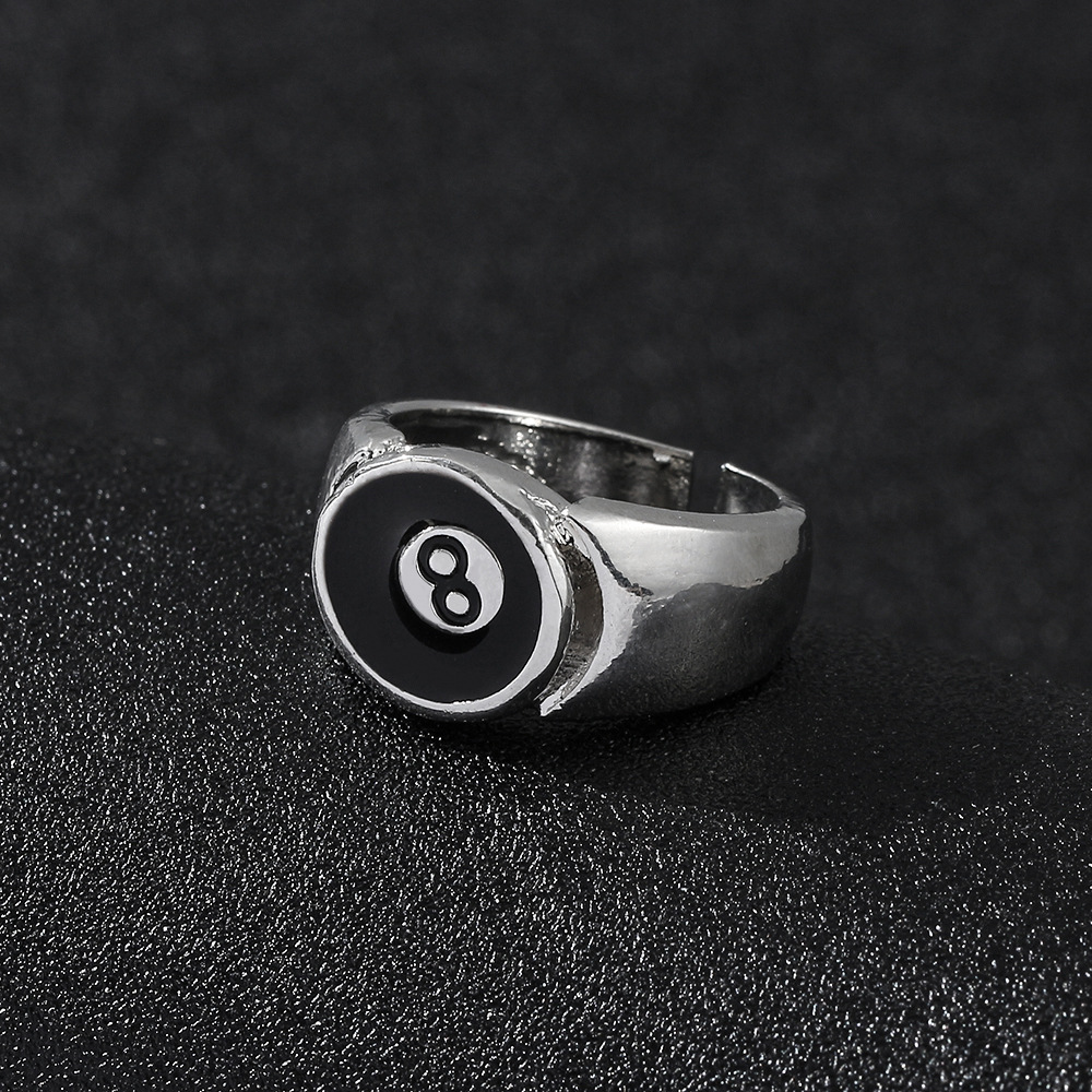 1pc Retro Men's Ring Billiards Black 8 Unique Alloy Ring | Shopee Malaysia