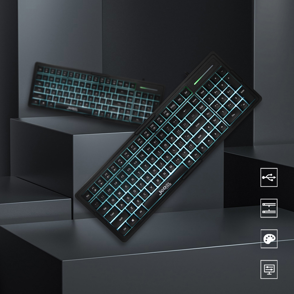 Wired Usb Office Keyboard, Color Mechanical Keyboard With Adjustable ...